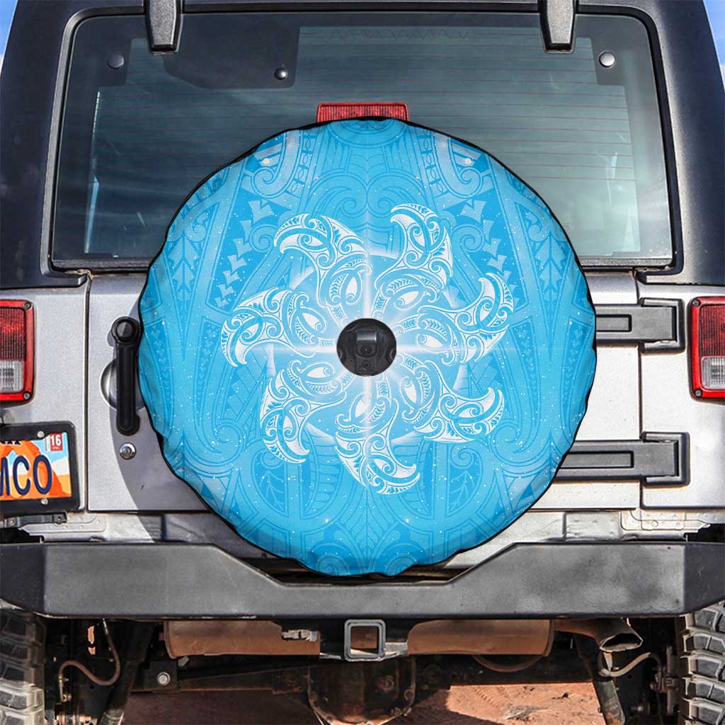 New Zealand Matariki Waiti Spare Tire Cover Maori Moko Cyan Galaxy LT05 Cyan - Polynesian Pride