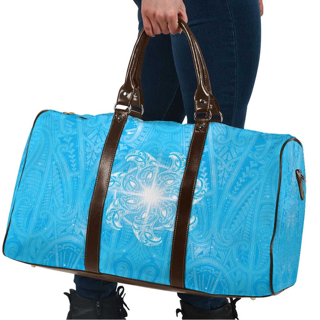 New Zealand Matariki Waiti Travel Bag Maori Moko Cyan Galaxy LT05 - Polynesian Pride
