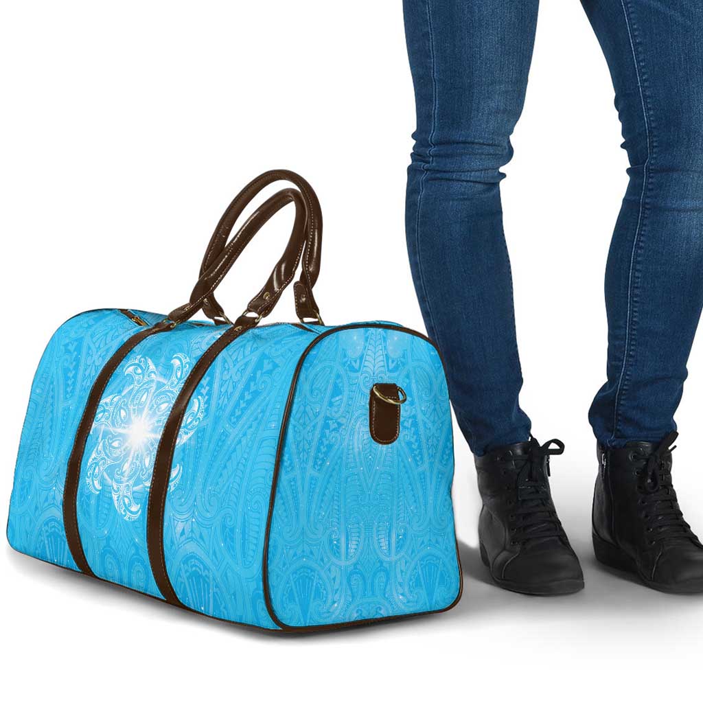 New Zealand Matariki Waiti Travel Bag Maori Moko Cyan Galaxy LT05 - Polynesian Pride