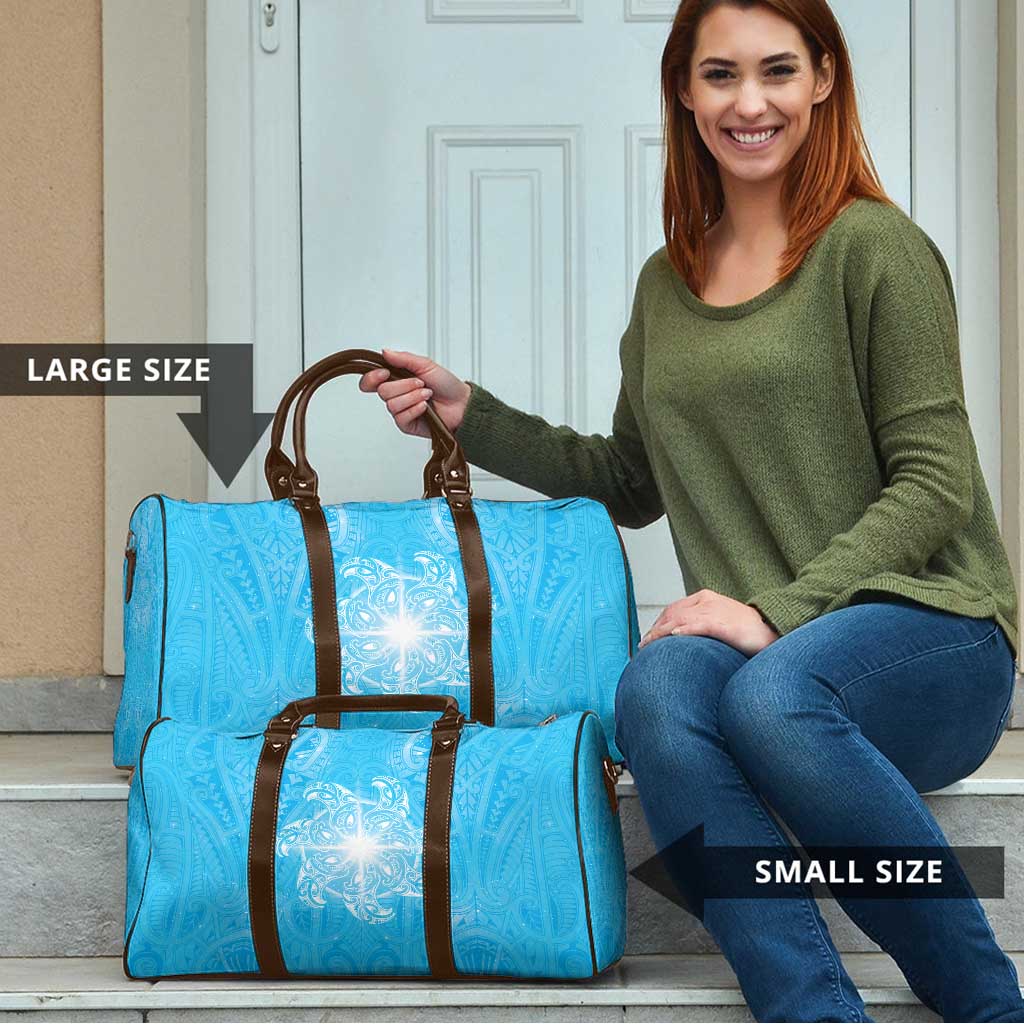 New Zealand Matariki Waiti Travel Bag Maori Moko Cyan Galaxy LT05 - Polynesian Pride