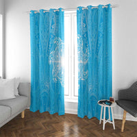 New Zealand Matariki Waiti Window Curtain Maori Moko Cyan Galaxy