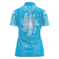 New Zealand Matariki Waiti Women Polo Shirt Maori Moko Cyan Galaxy LT05 - Polynesian Pride