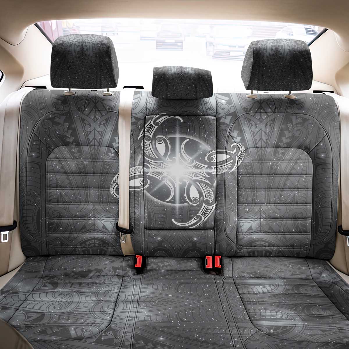 New Zealand Matariki Ururangi Back Car Seat Cover Maori Moko Grey Galaxy LT05 - Polynesian Pride