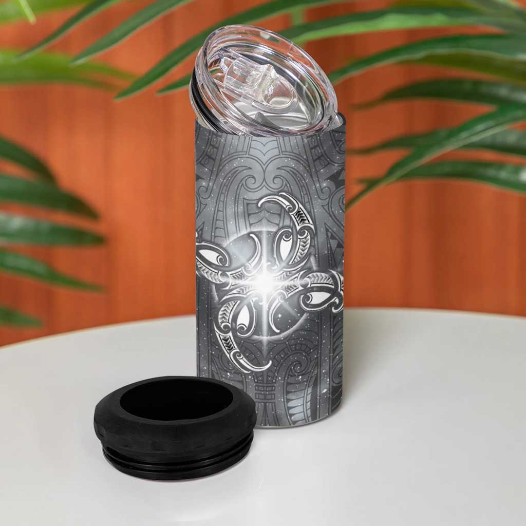 New Zealand Matariki Ururangi 4 in 1 Can Cooler Tumbler Maori Moko Grey Galaxy LT05 - Polynesian Pride