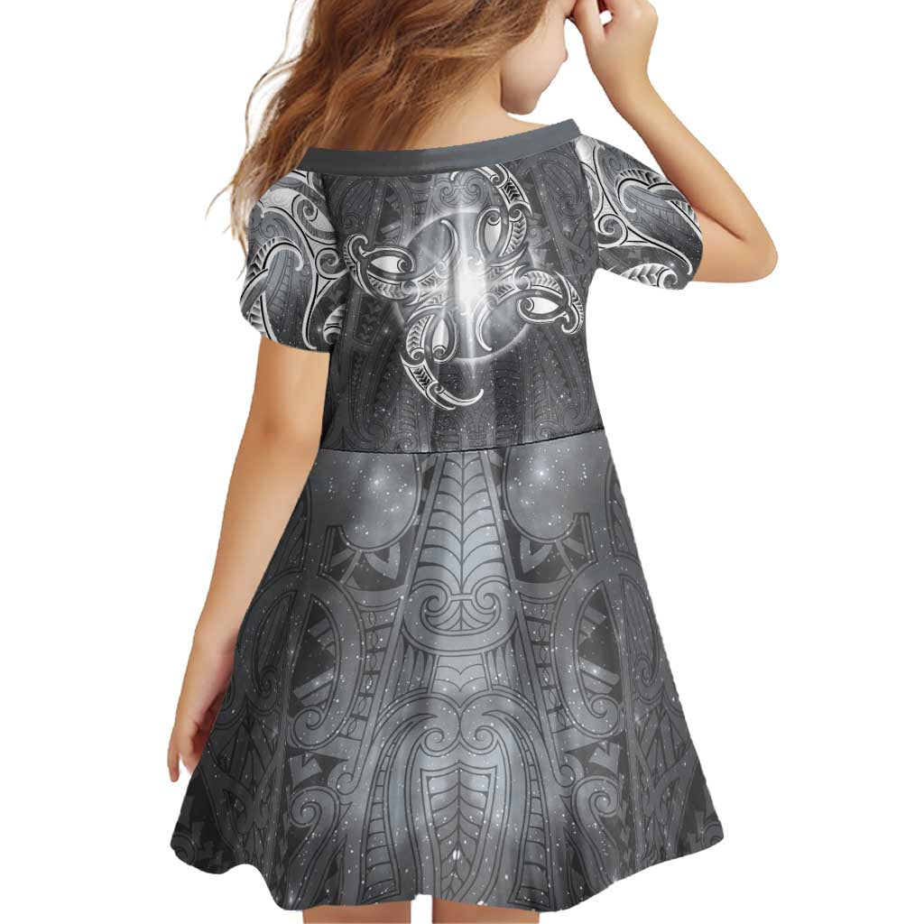 New Zealand Matariki Ururangi Family Matching Off Shoulder Maxi Dress and Hawaiian Shirt Maori Moko Grey Galaxy LT05 - Polynesian Pride