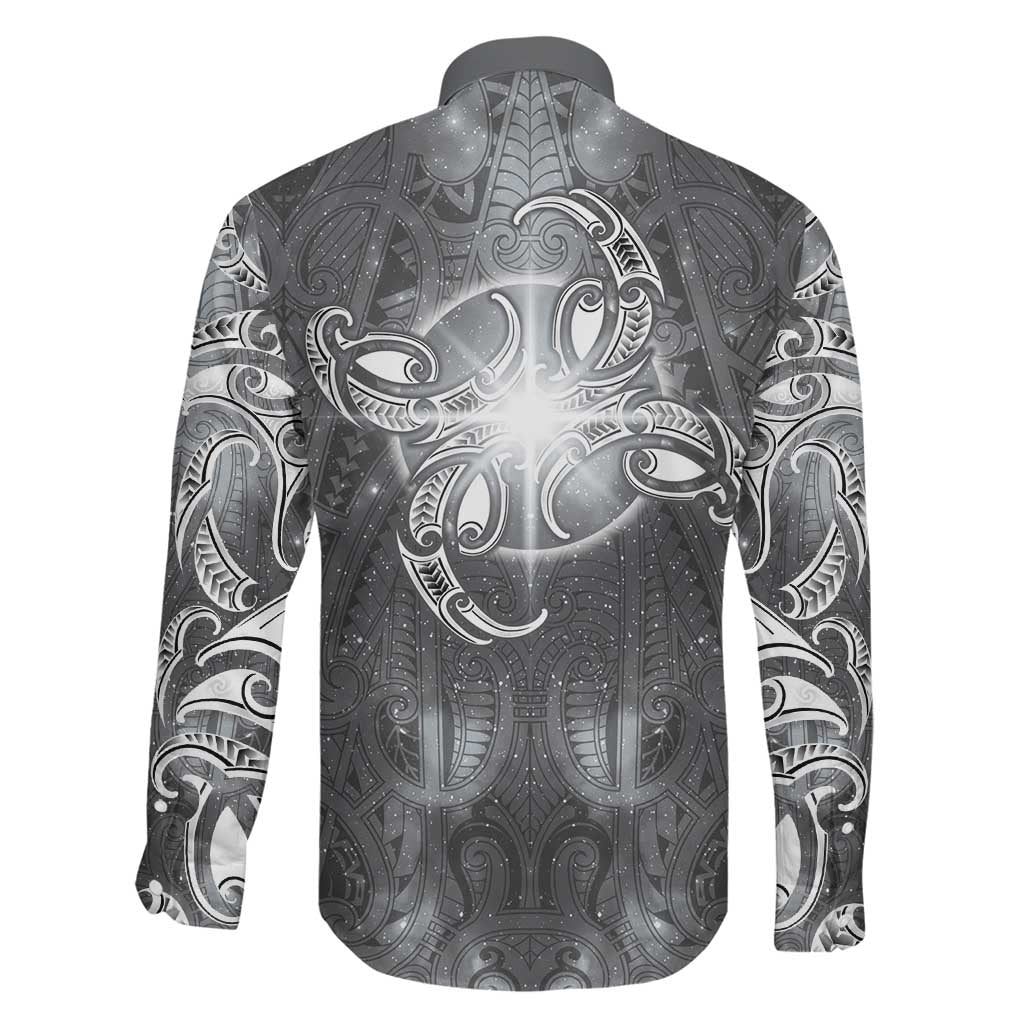 New Zealand Matariki Ururangi Family Matching Off Shoulder Short Dress and Hawaiian Shirt Maori Moko Grey Galaxy LT05 - Polynesian Pride