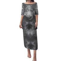 New Zealand Matariki Ururangi Family Matching Puletasi and Hawaiian Shirt Maori Moko Grey Galaxy LT05 Mom's Dress Grey - Polynesian Pride