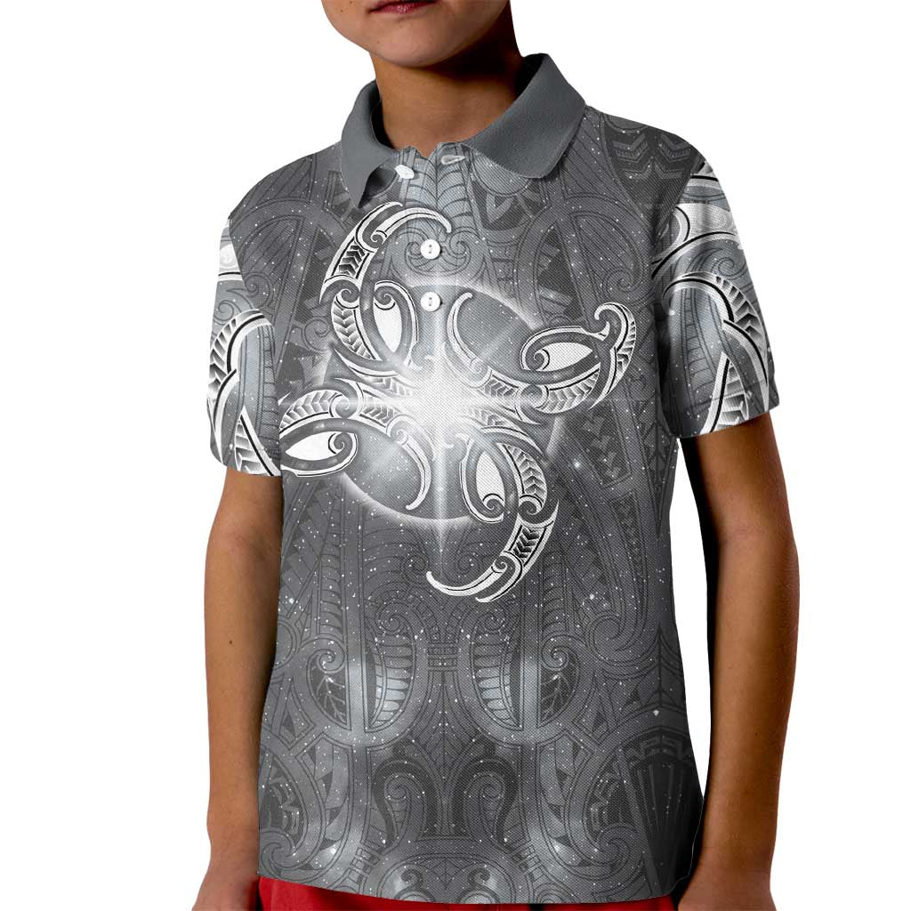 New Zealand Matariki Ururangi Kid Polo Shirt Maori Moko Grey Galaxy LT05 Kid Grey - Polynesian Pride