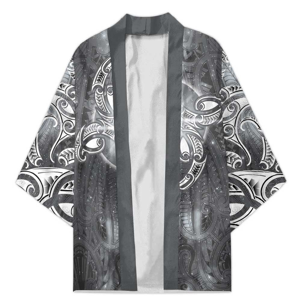 New Zealand Matariki Ururangi Kimono Maori Moko Grey Galaxy LT05 Unisex Grey - Polynesian Pride