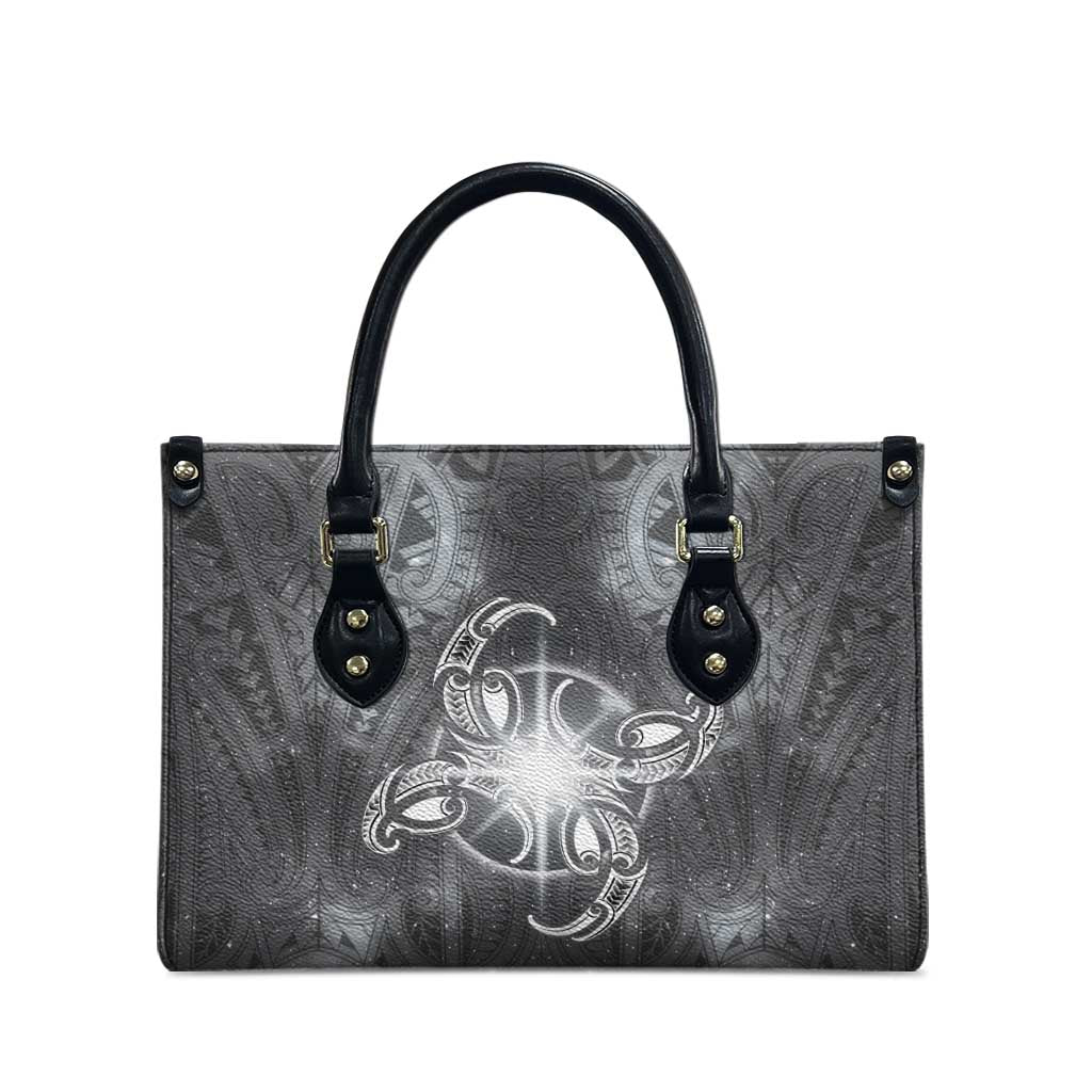 New Zealand Matariki Ururangi Leather Bag Maori Moko Grey Galaxy