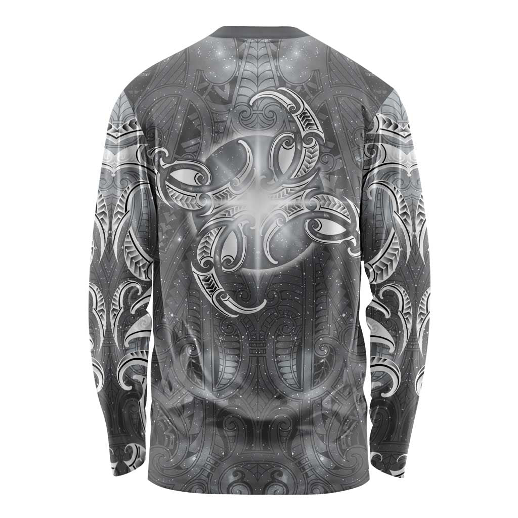 New Zealand Matariki Ururangi Long Sleeve Shirt Maori Moko Grey Galaxy