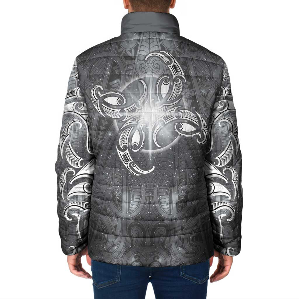 New Zealand Matariki Ururangi Padded Jacket Maori Moko Grey Galaxy LT05 - Polynesian Pride