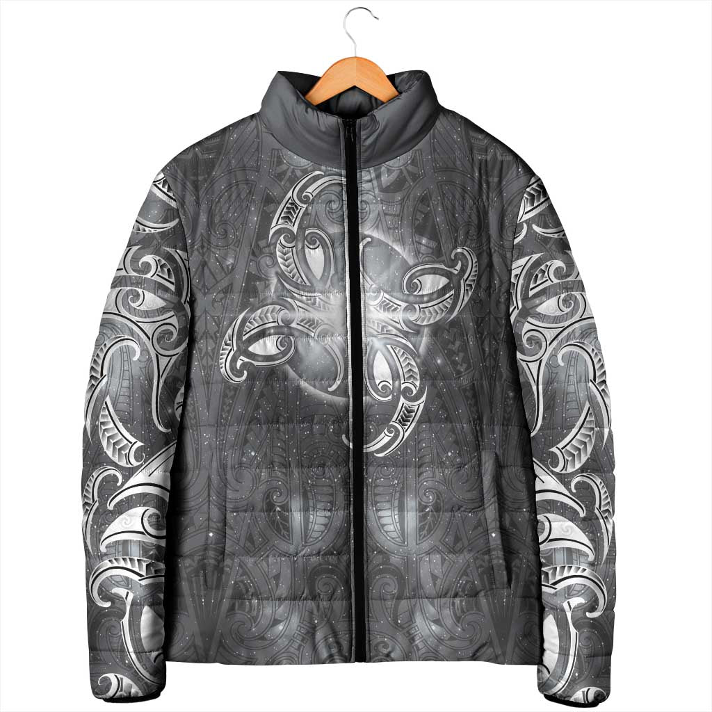 New Zealand Matariki Ururangi Padded Jacket Maori Moko Grey Galaxy LT05 - Polynesian Pride