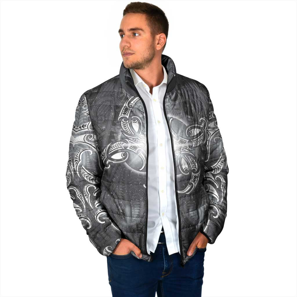 New Zealand Matariki Ururangi Padded Jacket Maori Moko Grey Galaxy LT05 - Polynesian Pride