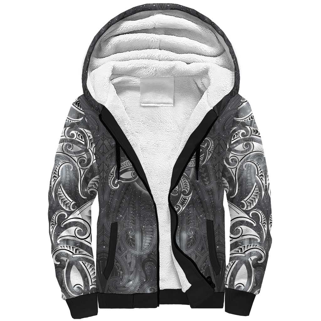 New Zealand Matariki Ururangi Sherpa Hoodie Maori Moko Grey Galaxy LT05 Unisex Grey - Polynesian Pride