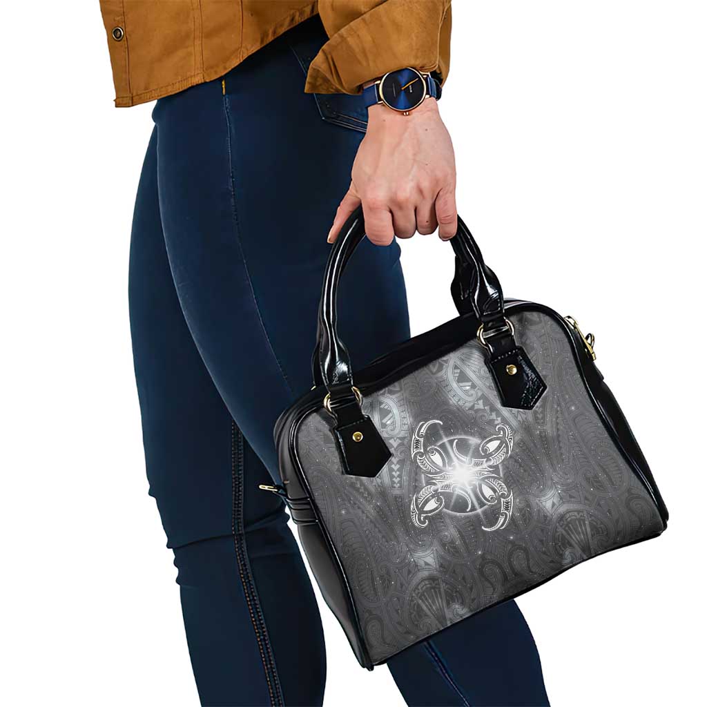 New Zealand Matariki Ururangi Shoulder Handbag Maori Moko Grey Galaxy LT05 - Polynesian Pride