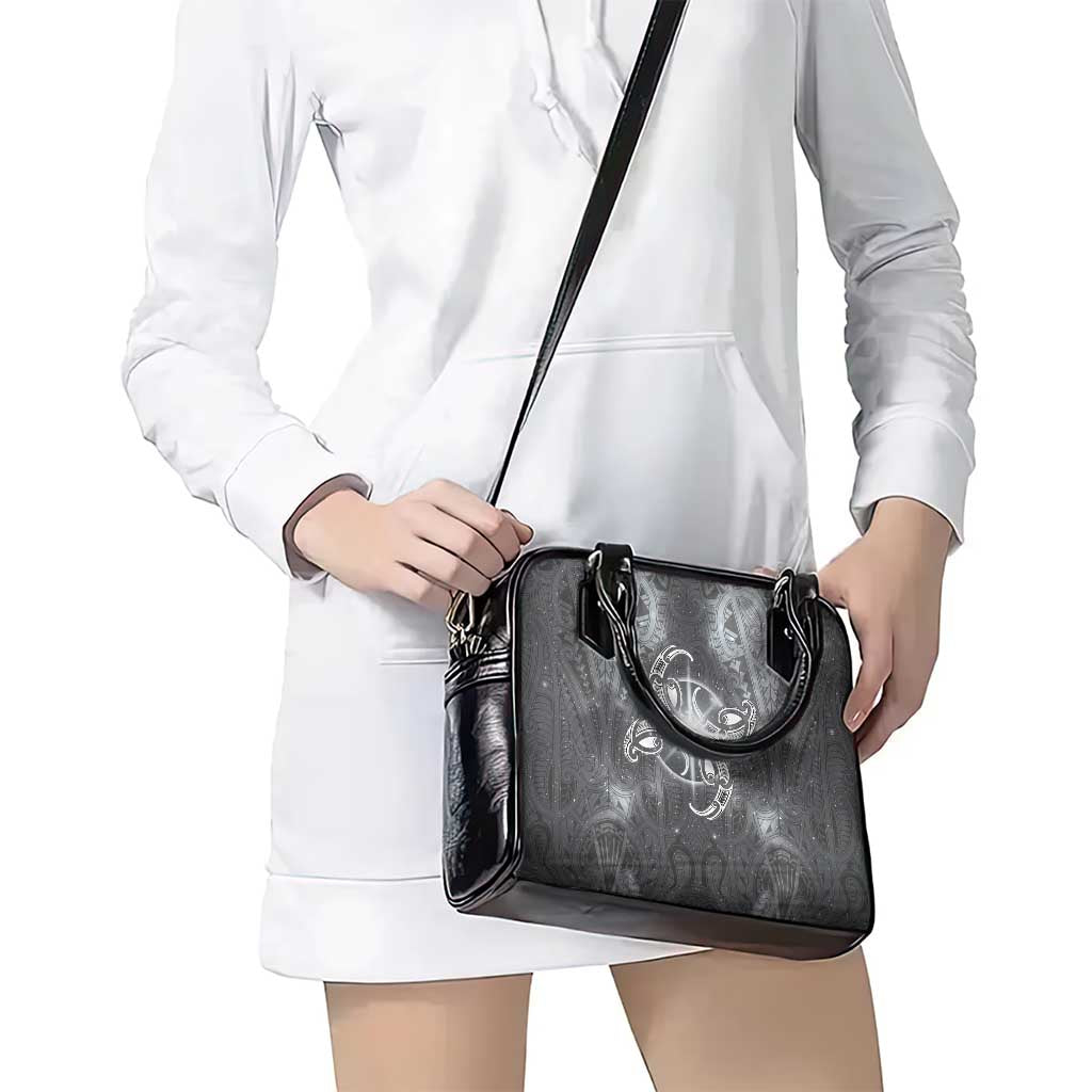 New Zealand Matariki Ururangi Shoulder Handbag Maori Moko Grey Galaxy LT05 - Polynesian Pride