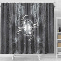 New Zealand Matariki Ururangi Shower Curtain Maori Moko Grey Galaxy