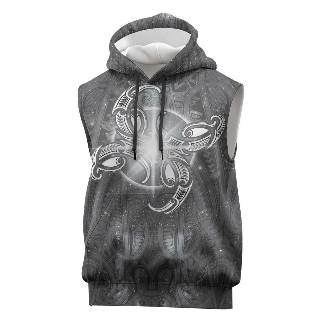 New Zealand Matariki Ururangi Sleeveless Hoodie Maori Moko Grey Galaxy LT05 Grey - Polynesian Pride