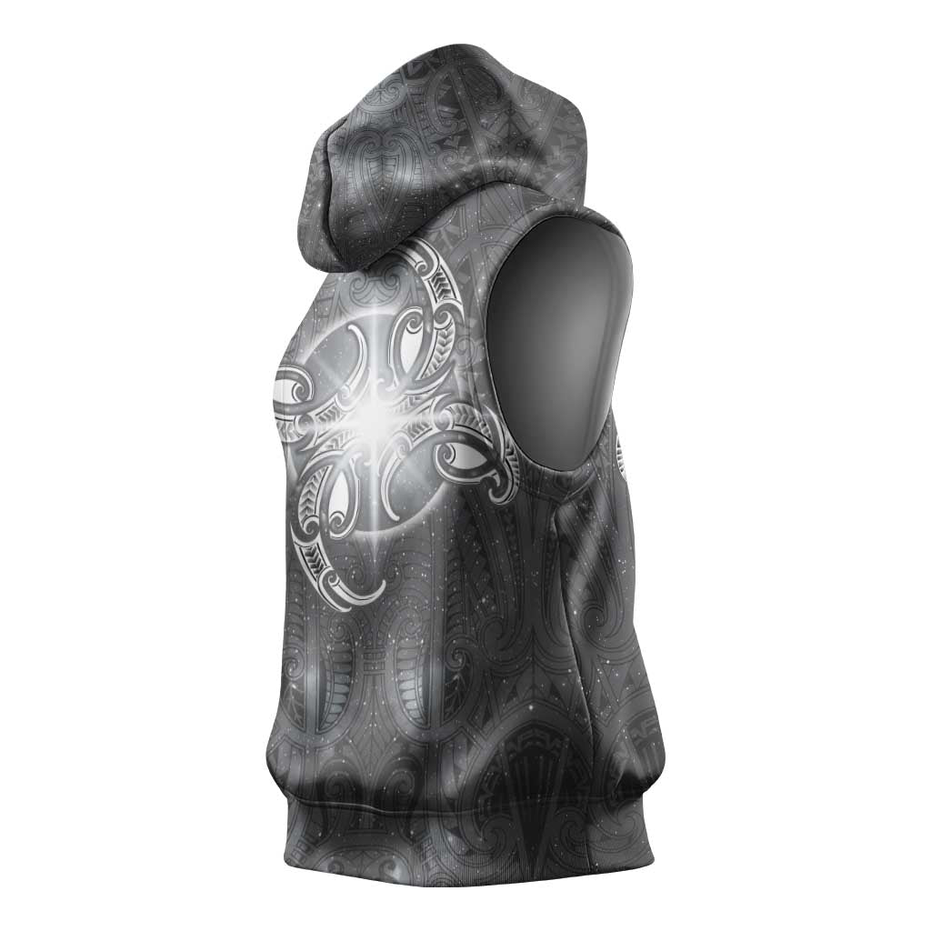 New Zealand Matariki Ururangi Sleeveless Hoodie Maori Moko Grey Galaxy LT05 - Polynesian Pride