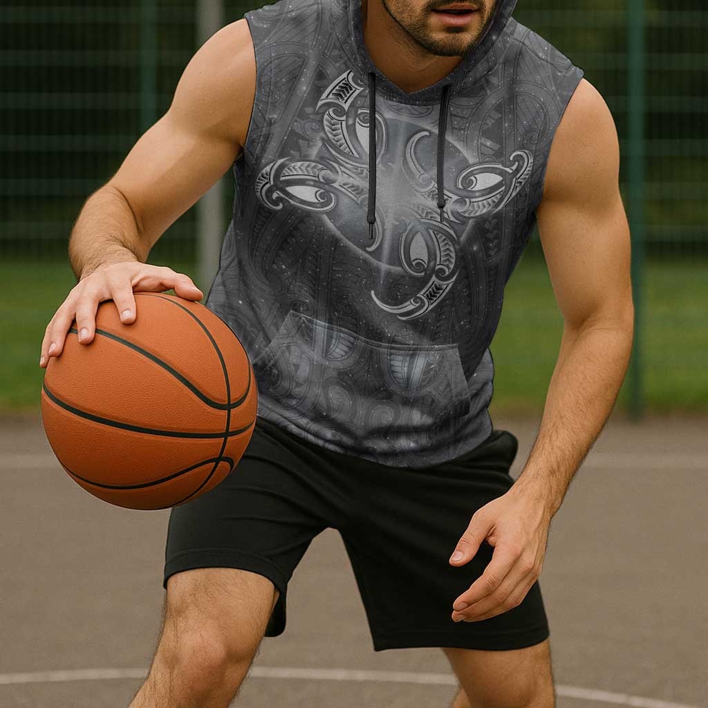 New Zealand Matariki Ururangi Sleeveless Hoodie Maori Moko Grey Galaxy LT05 - Polynesian Pride