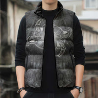 New Zealand Matariki Ururangi Sleeveless Puffer Jacket Maori Moko Grey Galaxy