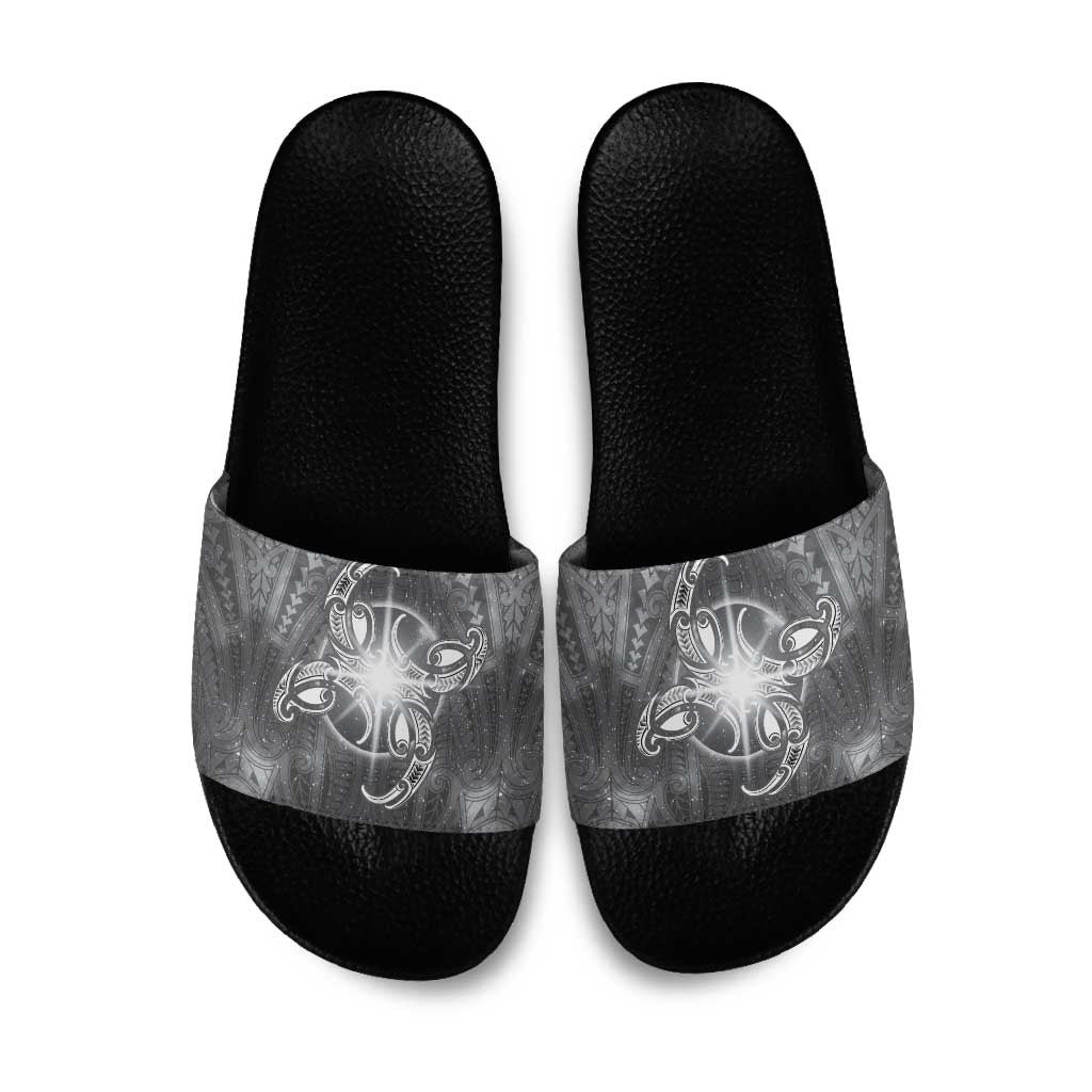 New Zealand Matariki Ururangi Slide Sandals Maori Moko Grey Galaxy