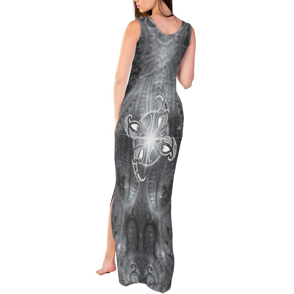 New Zealand Matariki Ururangi Tank Maxi Dress Maori Moko Grey Galaxy LT05 - Polynesian Pride