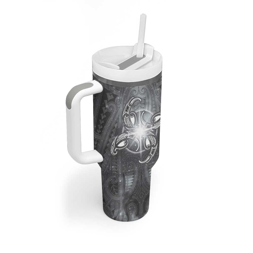 New Zealand Matariki Ururangi Tumbler With Handle Maori Moko Grey Galaxy