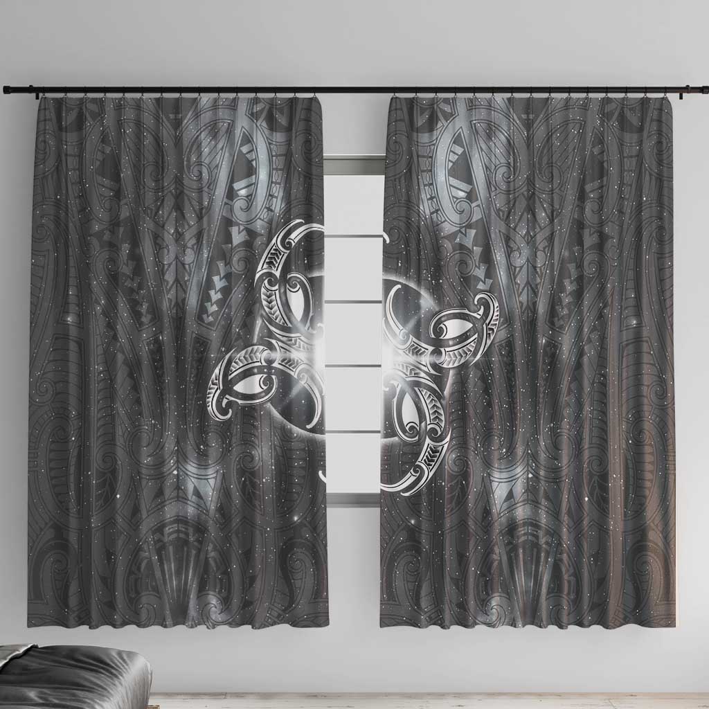 New Zealand Matariki Ururangi Window Curtain Maori Moko Grey Galaxy