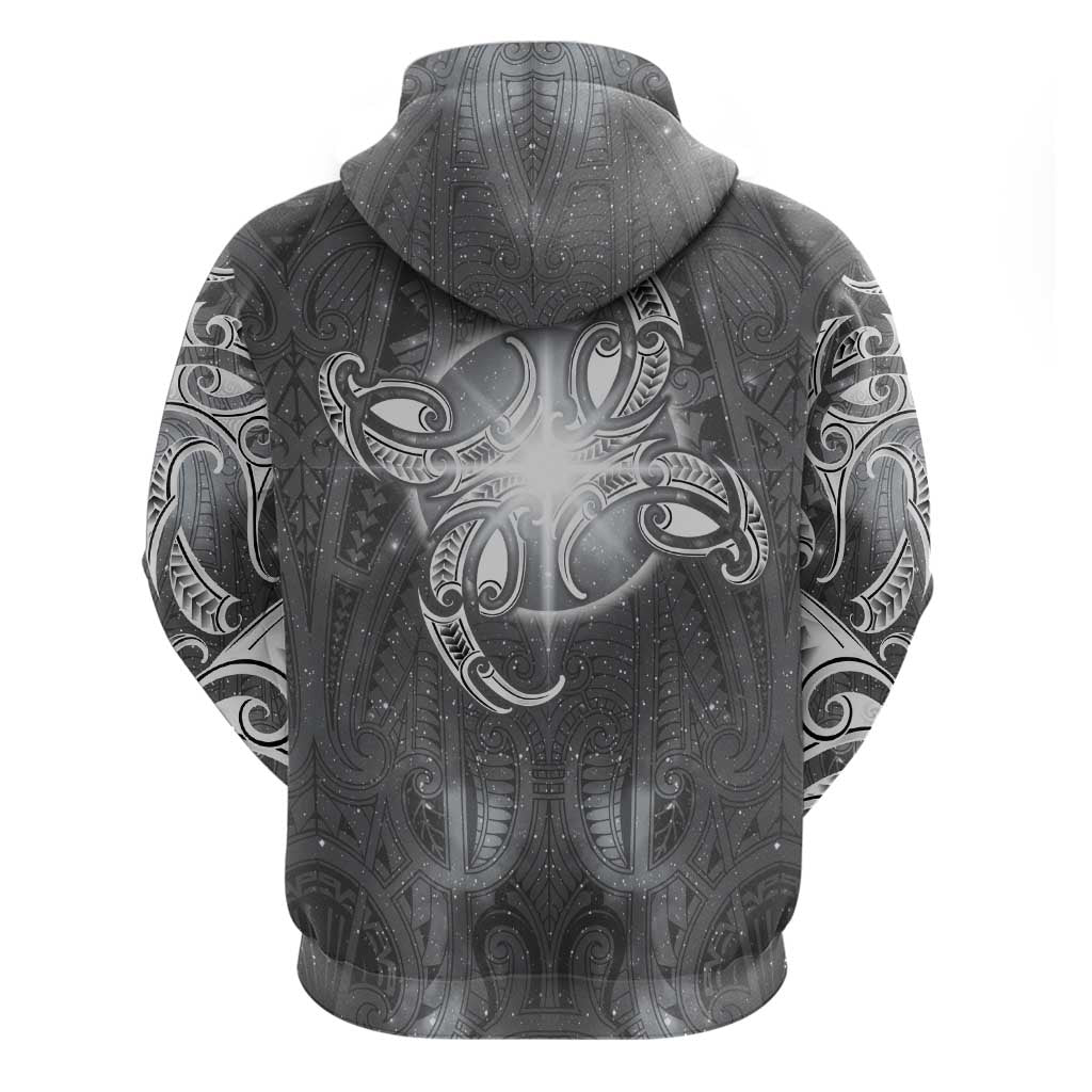 New Zealand Matariki Ururangi Zip Hoodie Maori Moko Grey Galaxy LT05 - Polynesian Pride