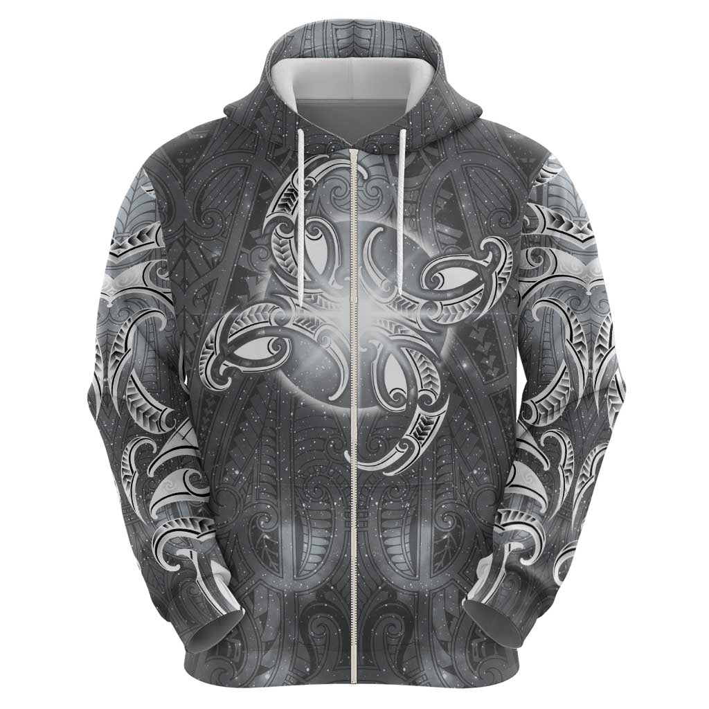 New Zealand Matariki Ururangi Zip Hoodie Maori Moko Grey Galaxy LT05 - Polynesian Pride