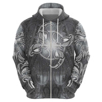 New Zealand Matariki Ururangi Zip Hoodie Maori Moko Grey Galaxy LT05 - Polynesian Pride