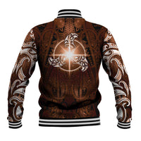 New Zealand Matariki Tupuanuku Baseball Jacket Maori Moko Brown Galaxy