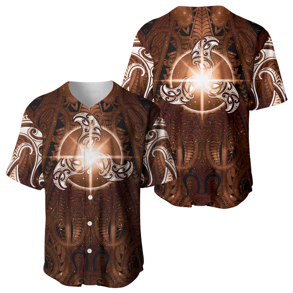 New Zealand Matariki Tupuanuku Baseball Jersey Maori Moko Brown Galaxy LT05 - Polynesian Pride