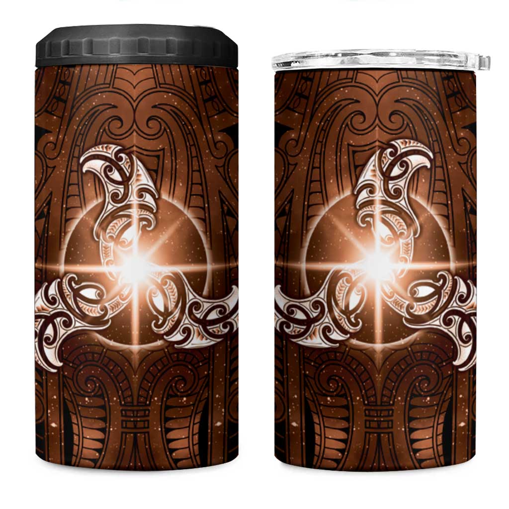 New Zealand Matariki Tupuanuku 4 in 1 Can Cooler Tumbler Maori Moko Brown Galaxy