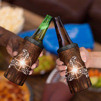 New Zealand Matariki Tupuanuku 4 in 1 Can Cooler Tumbler Maori Moko Brown Galaxy LT05 - Polynesian Pride
