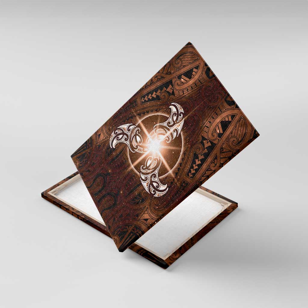 New Zealand Matariki Tupuanuku Canvas Wall Art Maori Moko Brown Galaxy LT05 With Frame Brown - Polynesian Pride