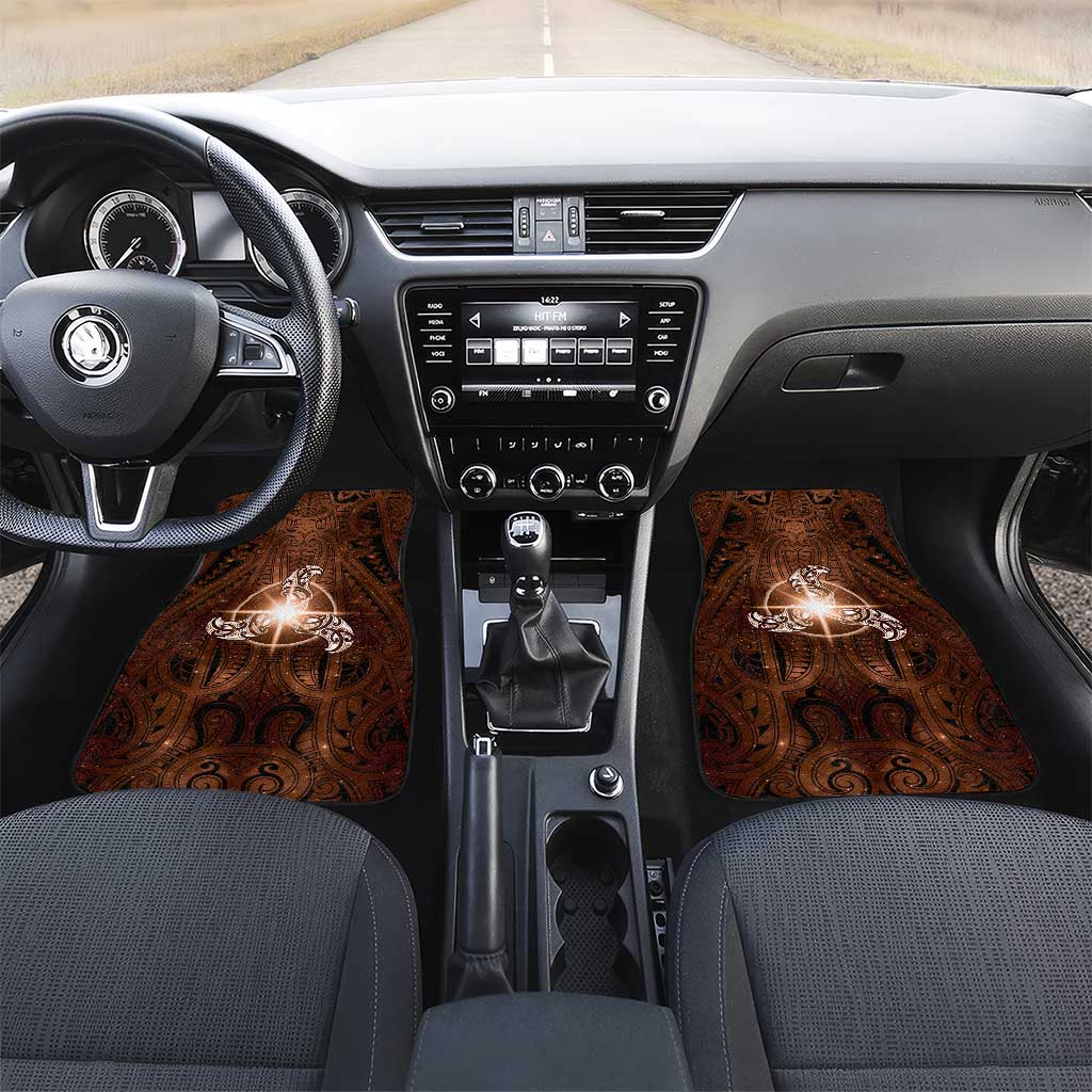 New Zealand Matariki Tupuanuku Car Mats Maori Moko Brown Galaxy LT05 Set 2pcs - Front Brown - Polynesian Pride