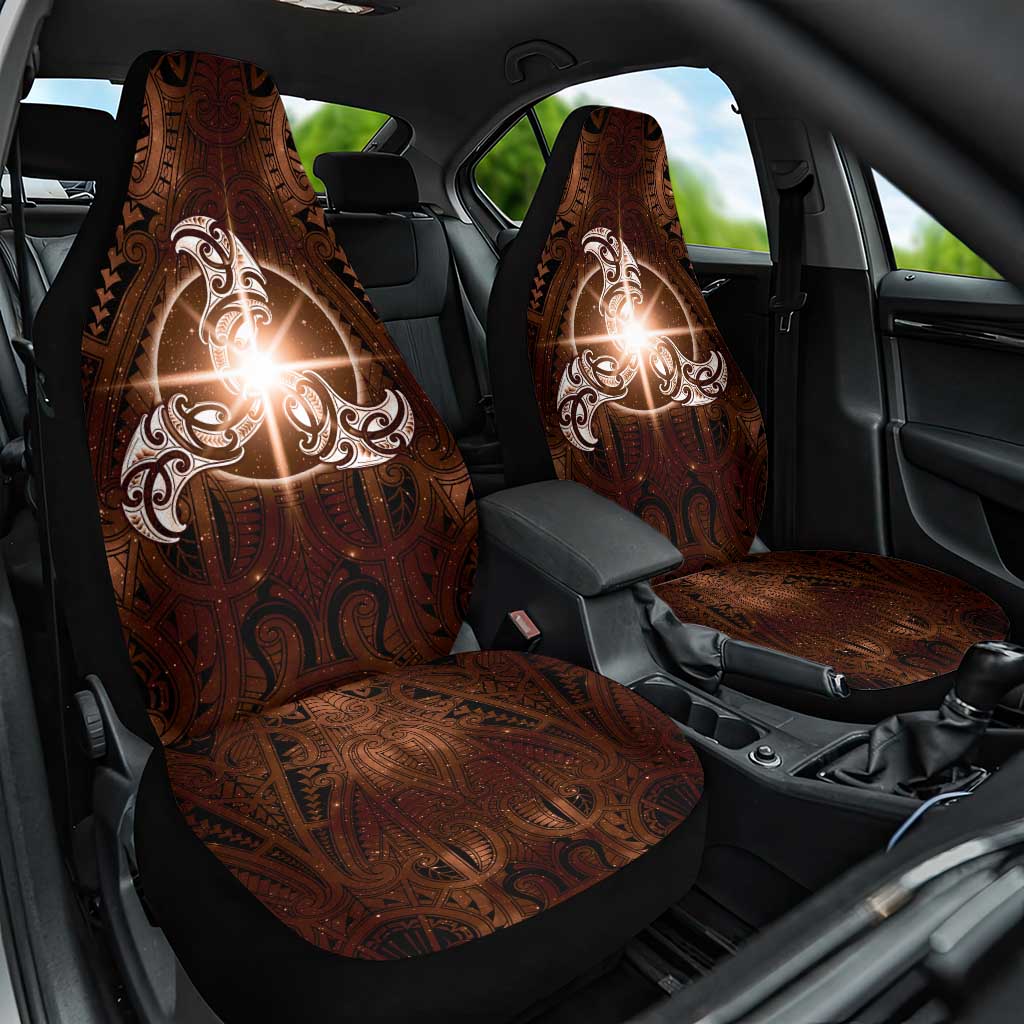 New Zealand Matariki Tupuanuku Car Seat Cover Maori Moko Brown Galaxy LT05 One Size Brown - Polynesian Pride