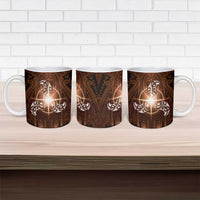 New Zealand Matariki Tupuanuku Ceramic Mug Maori Moko Brown Galaxy