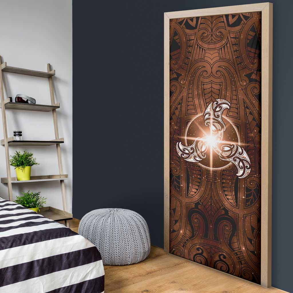 New Zealand Matariki Tupuanuku Door Cover Maori Moko Brown Galaxy