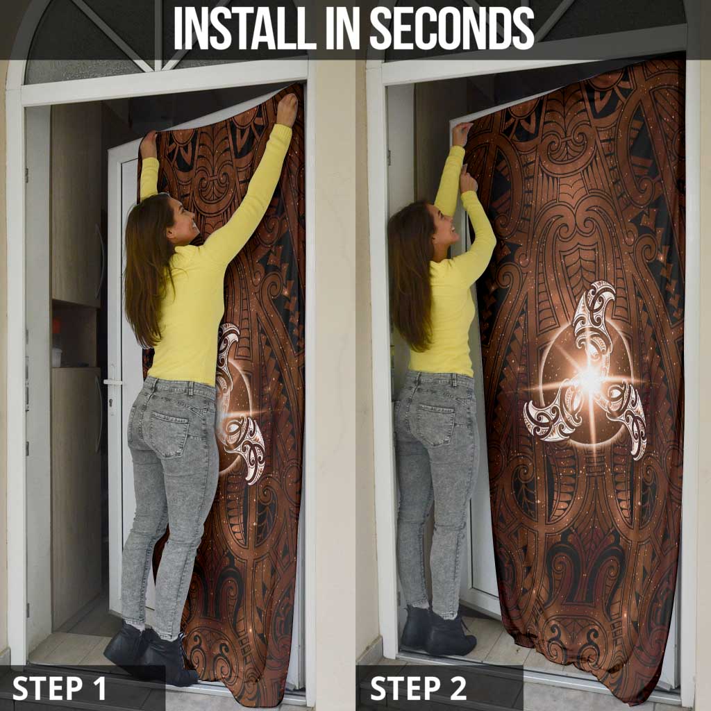 New Zealand Matariki Tupuanuku Door Cover Maori Moko Brown Galaxy