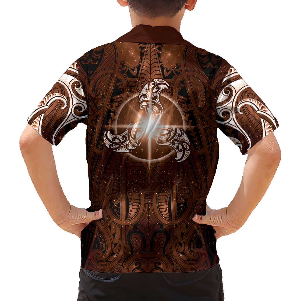 New Zealand Matariki Tupuanuku Family Matching Mermaid Dress and Hawaiian Shirt Maori Moko Brown Galaxy LT05 - Polynesian Pride