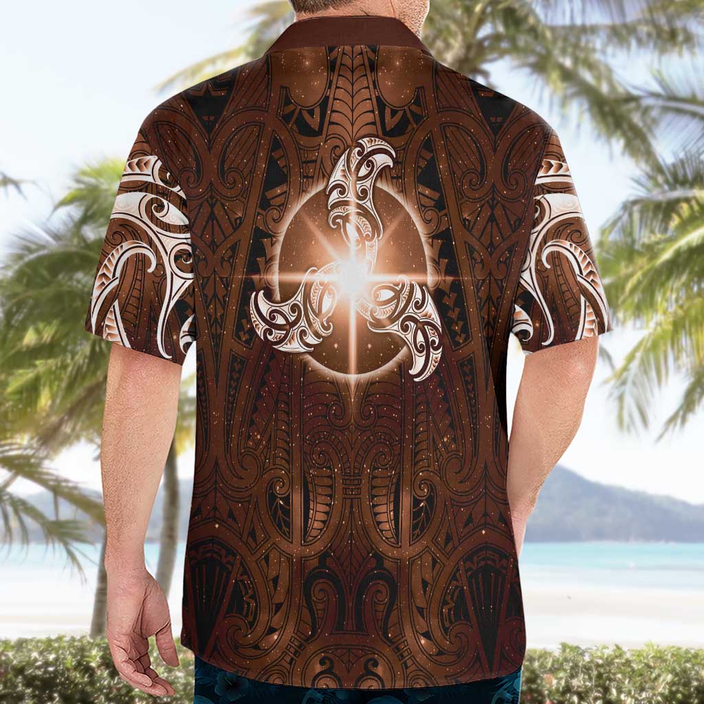 New Zealand Matariki Tupuanuku Hawaiian Shirt Maori Moko Brown Galaxy LT05 - Polynesian Pride
