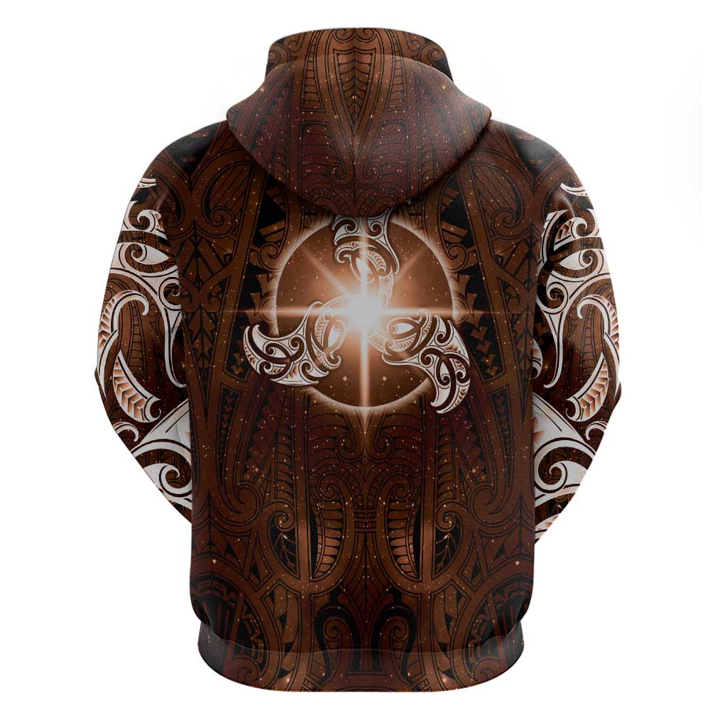 New Zealand Matariki Tupuanuku Hoodie Maori Moko Brown Galaxy LT05 - Polynesian Pride