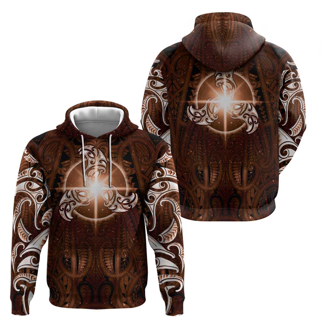 New Zealand Matariki Tupuanuku Hoodie Maori Moko Brown Galaxy LT05 - Polynesian Pride