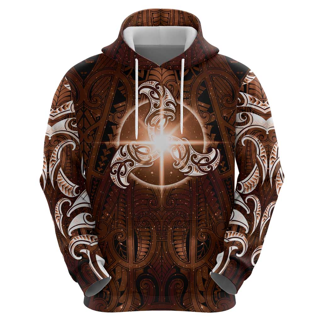 New Zealand Matariki Tupuanuku Hoodie Maori Moko Brown Galaxy LT05 - Polynesian Pride