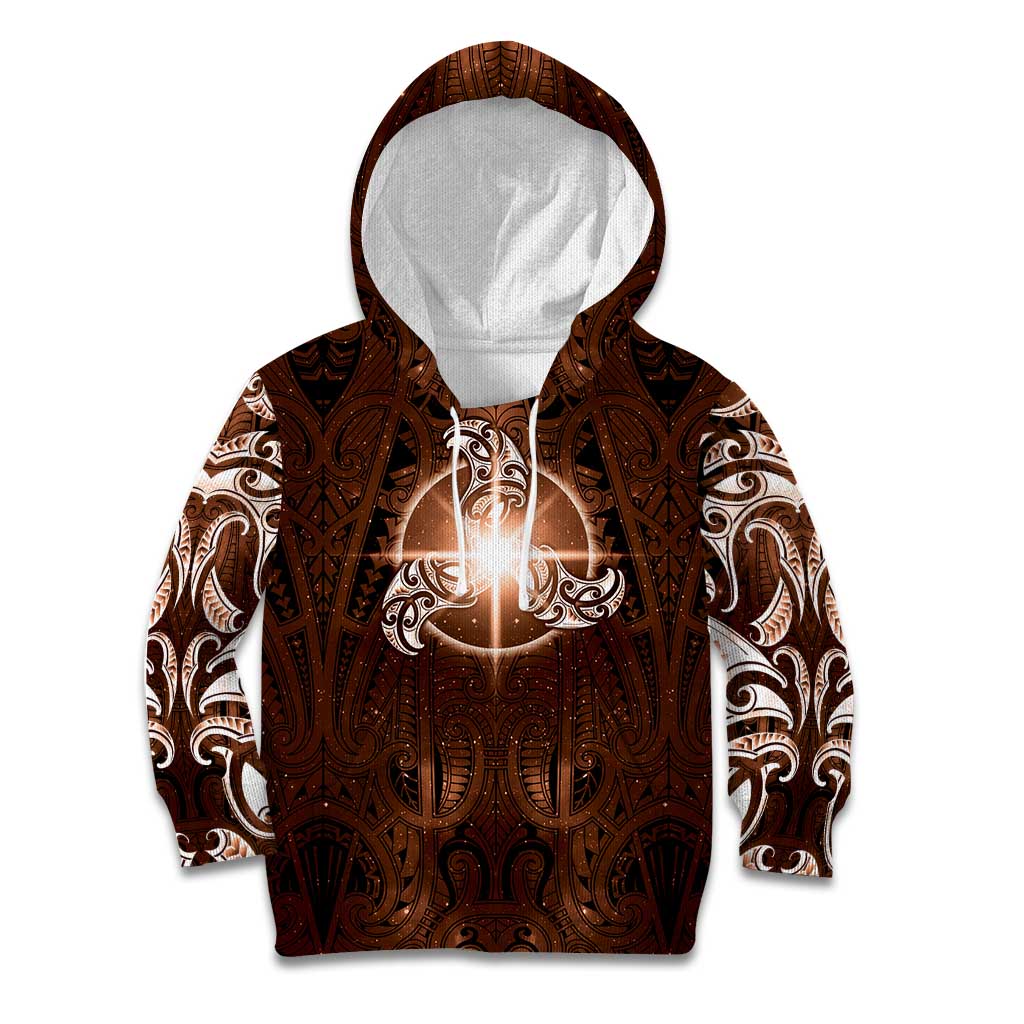 New Zealand Matariki Tupuanuku Kid Hoodie Maori Moko Brown Galaxy