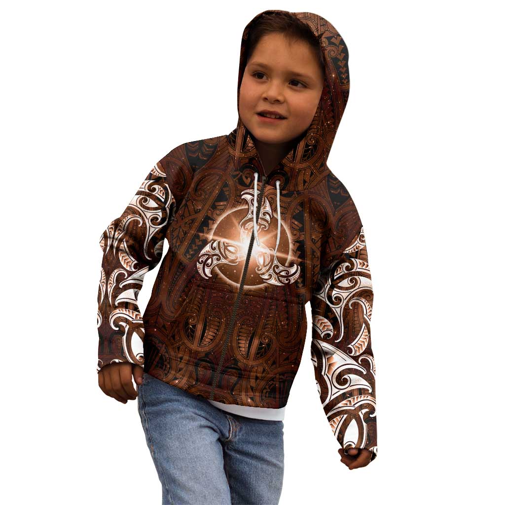 New Zealand Matariki Tupuanuku Kid Hoodie Maori Moko Brown Galaxy